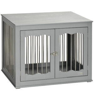PawHut Dog Crate End Table with Three Doors, Furniture Style Dog Crate for Medium Dogs with Locks & Latches,