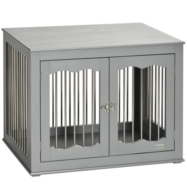 PawHut Dog Crate End Table with Three Doors, Furniture Style Dog Crate for Medium Dogs with Locks & Latches,