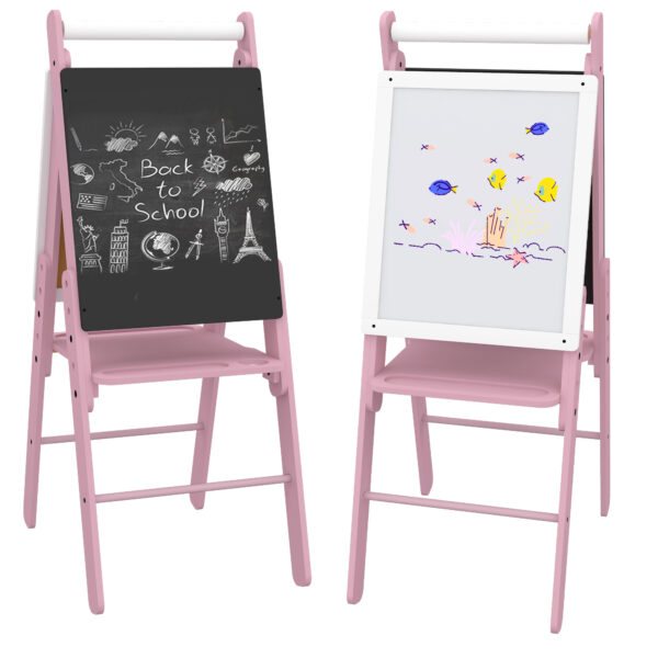 AIYAPLAY Art Easel for Kids with Paper Roll, Height Adjustable DoubleSided board Chalkboard, 3 in 1 Easel, for Ages 36 Years