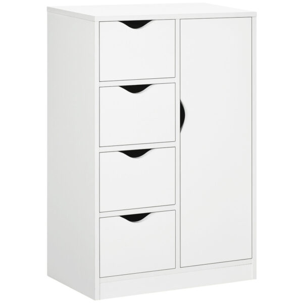 HOMCOM Bathroom Cabinet, Freestanding Storage Cabinet with 4 Drawers, Door Cupboard for Living Room, Kitchen, Bedroom,