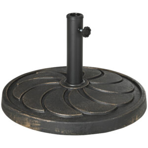 Outsunny 18kg Resin Garden Parasol Base, Round Outdoor Market Umbrella Stand Weight for Poles of ??38mm to ??48mm, Bronze