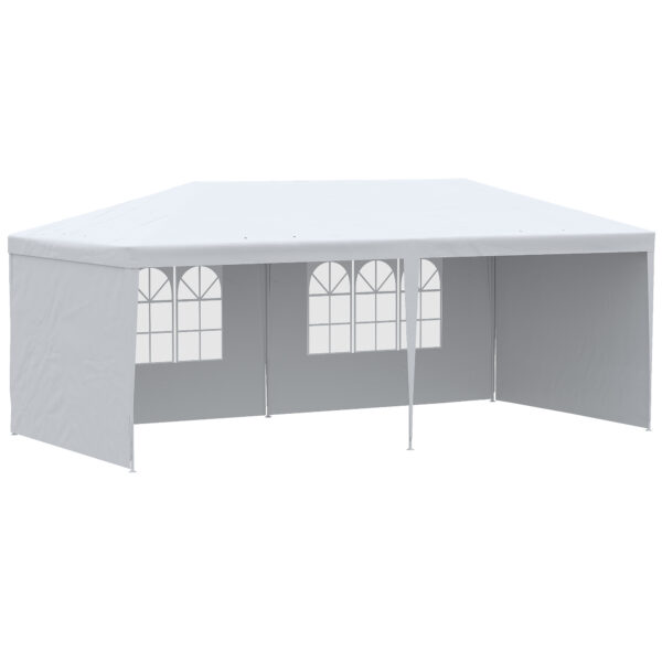 Outsunny 6 x 3 m Party Tent Gazebo Marquee Outdoor Patio Canopy Shelter with Windows and Side Panels