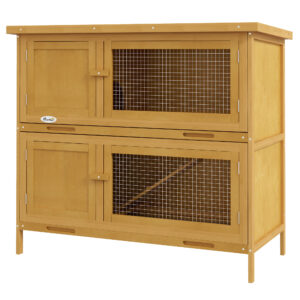 PawHut TwoTier Rabbit Hutch, with Removable Trays, for 12 rabbits