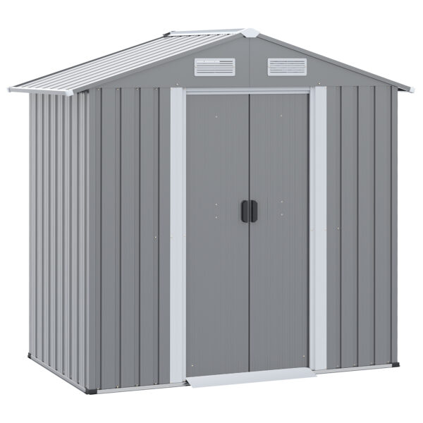 Outsunny 6.4 x 3.6ft Garden Metal Storage Shed w/ Double Sliding Door and Air Vents, Tool Storage for Backyard Patio Lawn,