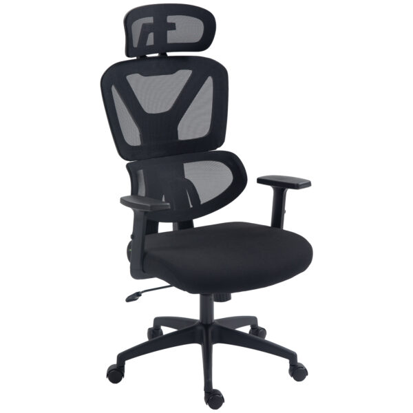Vinsetto Mesh Office Chair, Height Adjustable Desk Chair with Lumbar Support, Swivel Wheels and Adjustable Headrest,