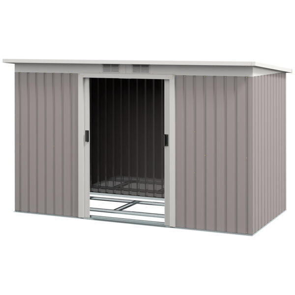 Outsunny Corrugated Garden Metal Storage Shed Outdoor Equipment Tool Box with Kit Ventilation Doors 9x 4FT Light