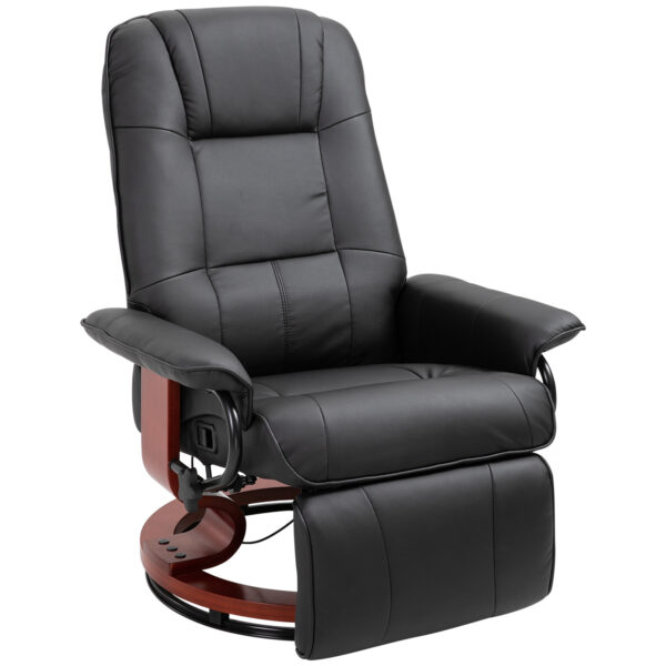 HOMCOM Manual Recliner Chair Armchair Sofa with Faux Leather Upholste Wooden Base for Living Room Bedroom,
