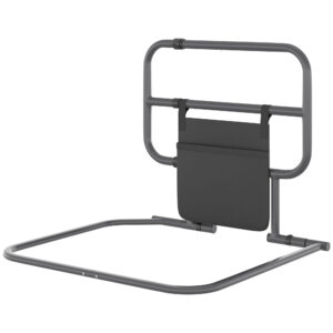 HOMCOM Folding Bed Rail for Elderly Adults, Bed Assist Rail with Storage Pocket Easy to Install, MaximumLoad 135kg,