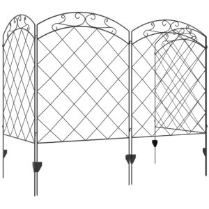 Outsunny Steel Decorative Swirls Outdoor Picket Fence Panels Set of 4,