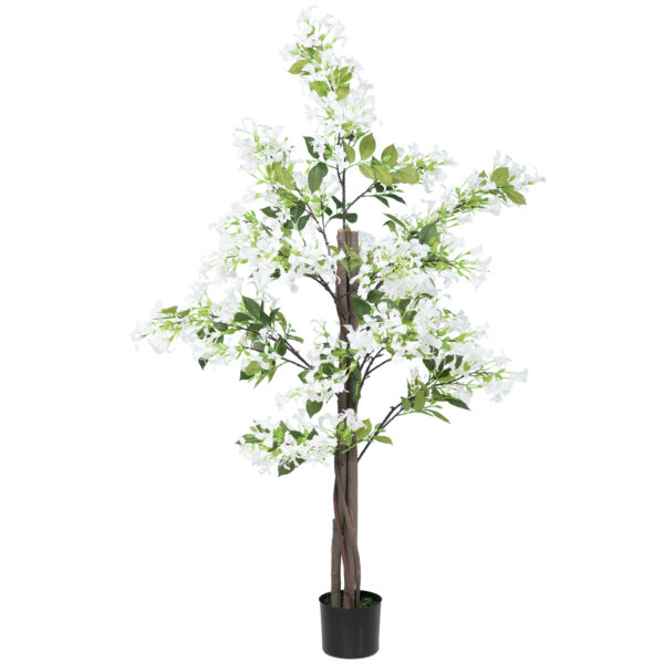 HOMCOM Artificial Plants Honeysuckle Flower in Pot Fake Plants with Curved Boots for Indoor Outdoor, 15x15x150cm, and
