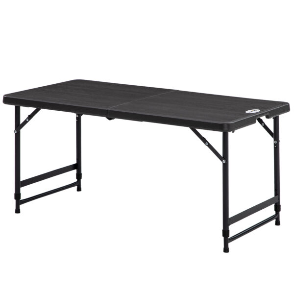 Outsunny Foldable Patio Dining Table for 4, Height Adjustable Outdoor Table for Garden, Lawn,