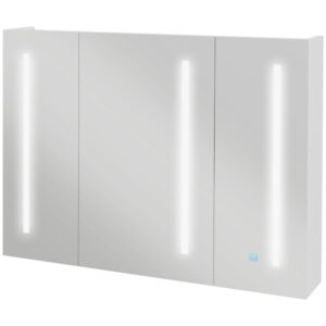 Kleankin Bathroom Wall Wardrobe with Light, Bathroom Storage Cupboard with USB Charge, Adjustable Shelf, 90L x 15H x 70Dcm,