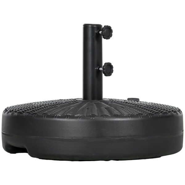 Outsunny 29kg Round Umbrella Parasol Base with Rattan Effect, Plastic Umbrella Stand for Outdoor Patio Umbrella,