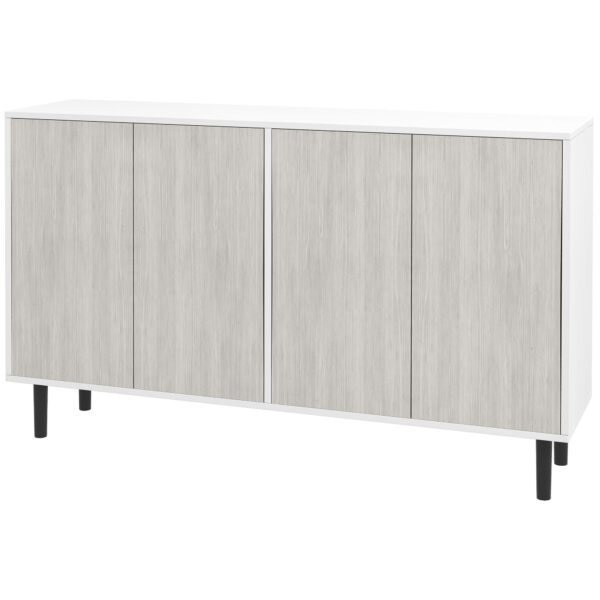 HOMCOM Kitchen Sideboard Storage Cabinet for Living Room with Adjustable Shelves 4 Doors and Pine Wood Legs
