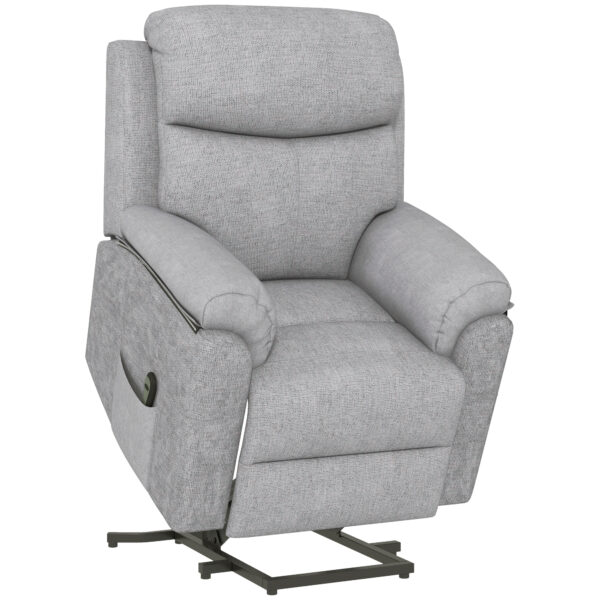 HOMCOM Power Lift Chair Electric Riser Recliner for Elderly, Linen Fabric Sofa Lounge Armchair with Remote Control and Side Pocket,