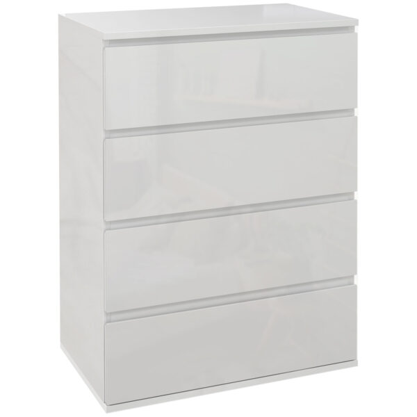 HOMCOM High Gloss 4 Drawer Chest Of Drawers,4Drawer Storage Cabinets, Modern Dresser, Storage Drawer Unit for Bedroom,