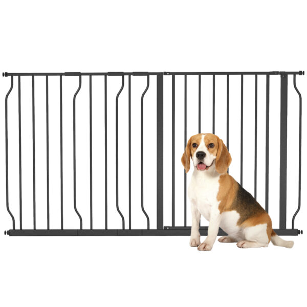 PawHut 75145cm Dog Gate Extra Wide Stairway Gate for Pet,Pressure Fit Stair Gate for Doorways, Hallways, Staircases,