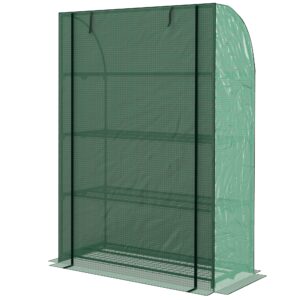 Outsunny 4 Tier Mini house with Reinforced PE Cover, Portable  House w/ Rollup Door and Wire Shelves, 170H x 120W x 50Dcm,