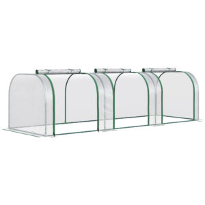 Outsunny PVC Tunnel house Grow House Steel Frame for Garden Backyard with Zipper Doors 295x100x80 cm, Clear