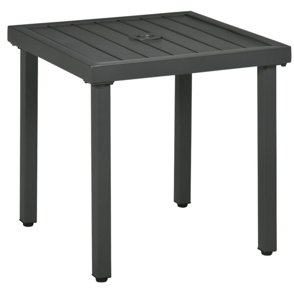 Outsunny Garden Side Table, Patio  Table with Umbrella Hole, End Table with Steel Frame for Balcony,