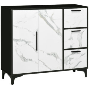 HOMCOM Modern Sideboard Storage Cabinet with 2 Doors Cupboard, 3 Drawers for Living Room, Study,