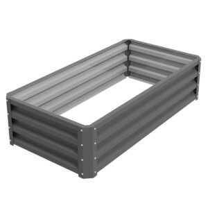 Outsunny Raised Beds for Garden, Galvanised Outdoor Planters for Herbs and Vegetables, for Patio, Garden, Balcony, Light