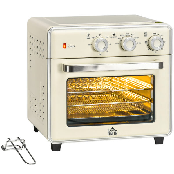 HOMCOM 7in1 Toaster Oven, 20L 4Slice Convection Oven with Warm, Broil, Toast, Bake, Air Fryer, 60min Timer and Adjustable Thermostat