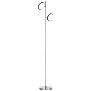 HOMCOM Modern Floor Lamps for Living Room, Standing Lamp with 2 Light  LED, Adjustable Head, 25x25x165cm, Chrome