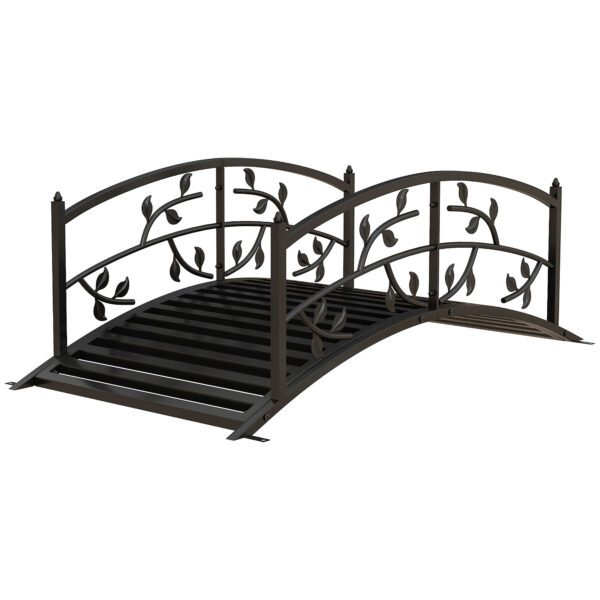 Outsunny 1.2M Metal Decorative Vine Pattern Arch Garden Bridge,