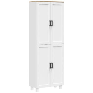 HOMCOM Freestanding Kitchen Cupboard, 4Door Storage Cabinet Organizer with Adjustable Shelves, 170cm,