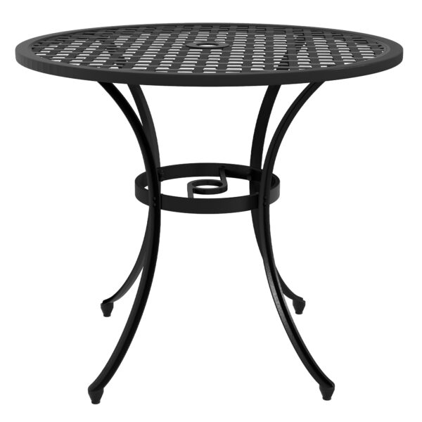 Outsunny Cast Aluminium Bistro Table with Umbrella Hole, 85cm Round Garden Table, Patio Table for Balcony, Poolside,