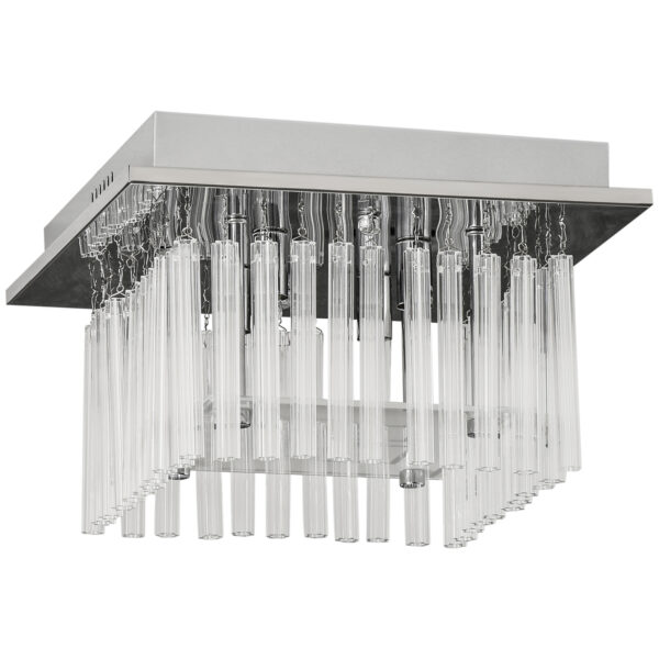 HOMCOM Modern Raindrop K9 Crystal Chandelier, Flush Mount Ceiling Light Fixture, Square Pendant Lamp for Living Room 4 G9 Bulbs Requi 32W x 20H cm