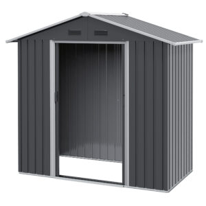 Outsunny 6.5x3.5ft Metal Garden Storage Shed for Outdoor Tool Storage with Double Sliding Doors and 4 Vents,