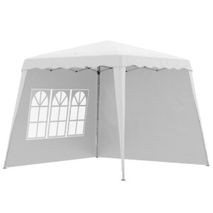 Outsunny 2.9 x 2.9m Pop Up Gazebo with 2 Sides, Slant Legs and Carry Bag, Height Adjustable UV50+ Party Tent Event Shelter for Garden, Patio,