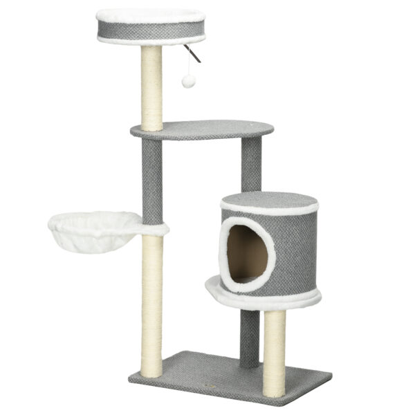 PawHut Cat Tree for Indoor Cats, Cat Tower with Scratching Posts, Multilevel Kitten Climbing Tower, 124cm