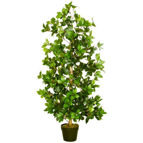HOMCOM Artificial Plants Bay Leaf Laurel in Pot Fake Plants for Home Indoor Outdoor Decor, 16x16x120cm,