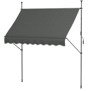 Outsunny 2.5 x 1.2m Retractable Awning, Free Standing Patio Sun Shade Shelter, UV Resistant, for Window and Door,