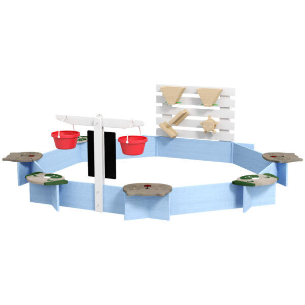 Outsunny Wooden Kids Sandbox with 6 Seats