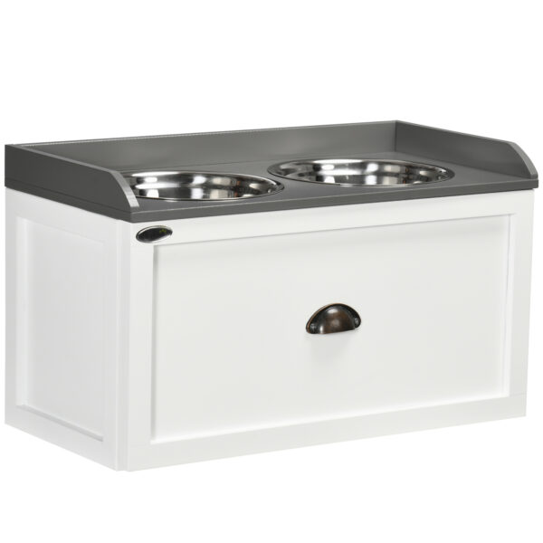 PawHut Stainless Steel Raised Dog Bowls with 21L Storage Drawer for Large Dogs and Cats