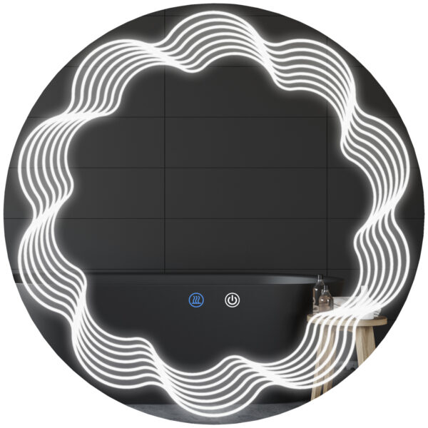 Kleankin LED Bathroom Mirror, Dimming Lighted Bathroom Mirror, Wall Mounted Vanity Mirror with 3 Colour, Smart Touch, AntiFog, 71cm