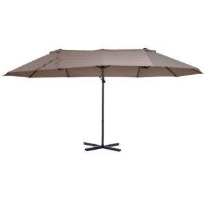 Outsunny Double Canopy Offset Parasol Umbrella Garden Shade with 12 Support Ribs Crank Handle Easy Lift Twin Canopy