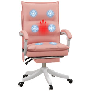 Vinsetto Vibration Massage Office Chair with Heat, Faux Leather Computer Chair with Footrest, Armrest, Reclining Back, Doubletier Padding,