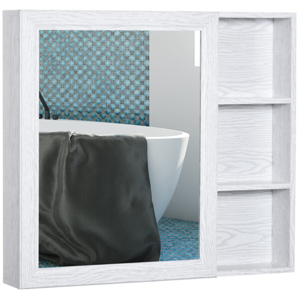 kleankin Bathroom Cabinet Wall Mounted, Aluminium Storage Organiser with Single Mirro Door and 3tier Shelves,