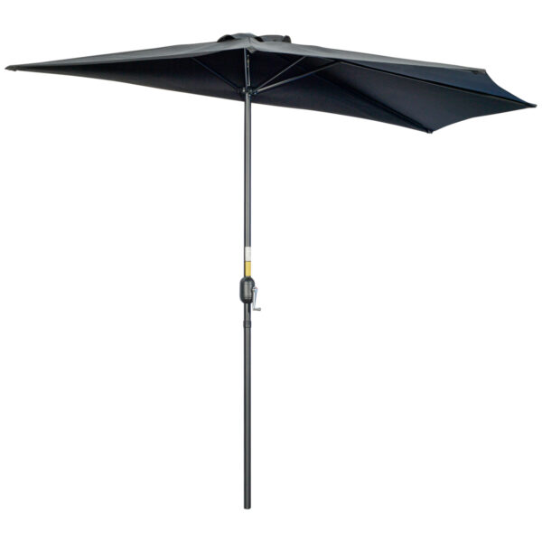 Outsunny 3m Half Parasol Semi Round Umbrella Patio Metal Frame Crank Handle for Balcony NO BASE INCLUDED,
