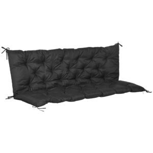 Outsunny 3 Seater Bench Cushion, Garden Chair Cushion with Back and Ties for Indoor and Outdoor Use, 98 x 150 cm,