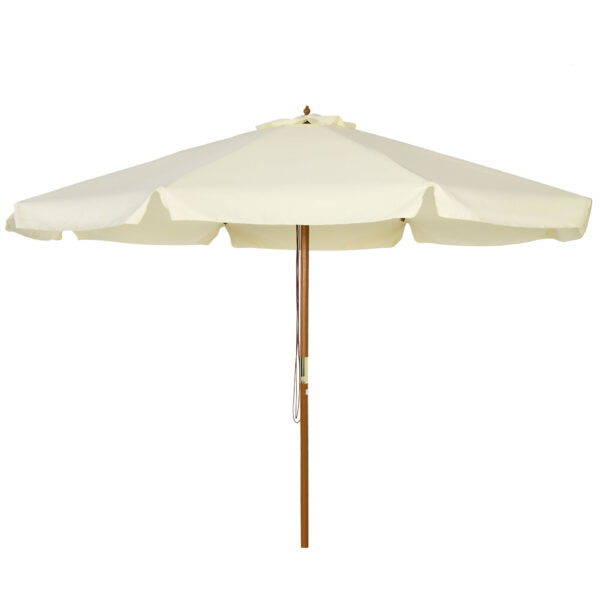 Outsunny 3.3m Patio Umbrella, Garden Parasol, Outdoor Sun Shade Canopy with 8 Bamboo Ribs, Ruffles and Wood Pole,