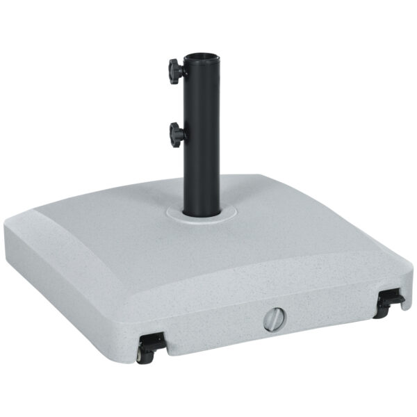 Outsunny Garden Parasol Base Holder, 24kg Water or 30kg Sand Filled, Outdoor Market Umbrella Stand Weight with Wheels and Brakes,