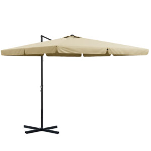 Outsunny 3m Cantilever Roma Parasol, Hanging Garden Parasol, Aluminium Square Patio Umbrella with Crank Handle and Tilt, Sun Shade