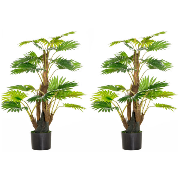 HOMCOM 2 Pack Artificial Plant Palm Tree in Pot, Fake Plants for Home Indoor Outdoor Decor, 135cm,