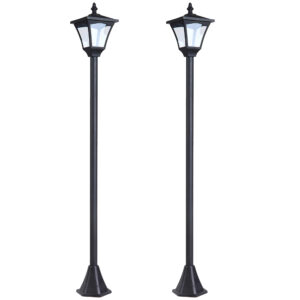 Outsunny Set of 2 Outdoor Garden Solar Post Lamp Sensor Dimmable LED Lantern Bollard IP44 Energysaving 1.2M Tall,